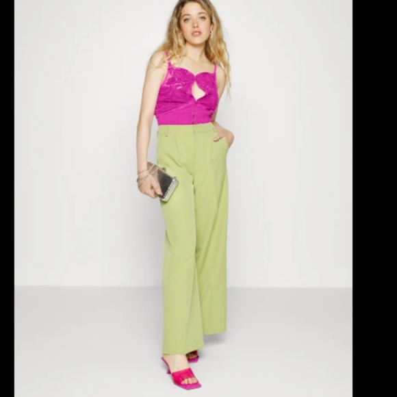 Have My Heart Tank by Free People Lace button Crop Corset Top Pink Large L - Picture 9 of 13